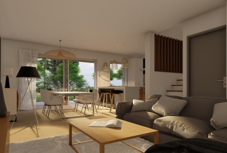 Maison moderne 4 pièces avec garage et jardin